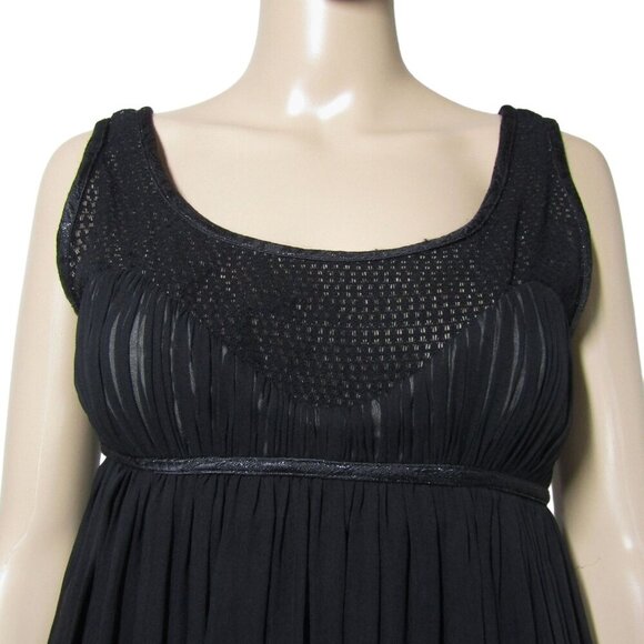 Y2K 100% Silk BABY DOLL XS Fairy Goth Coquette Whimsigoth Empire Black Dress - Picture 2 of 11